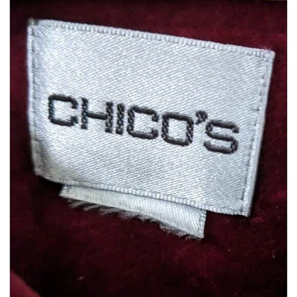 Chicos Burgundy Velvet Blazer Jacket Buttons Whimsigoth Holiday 90s E - Picture 2 of 3